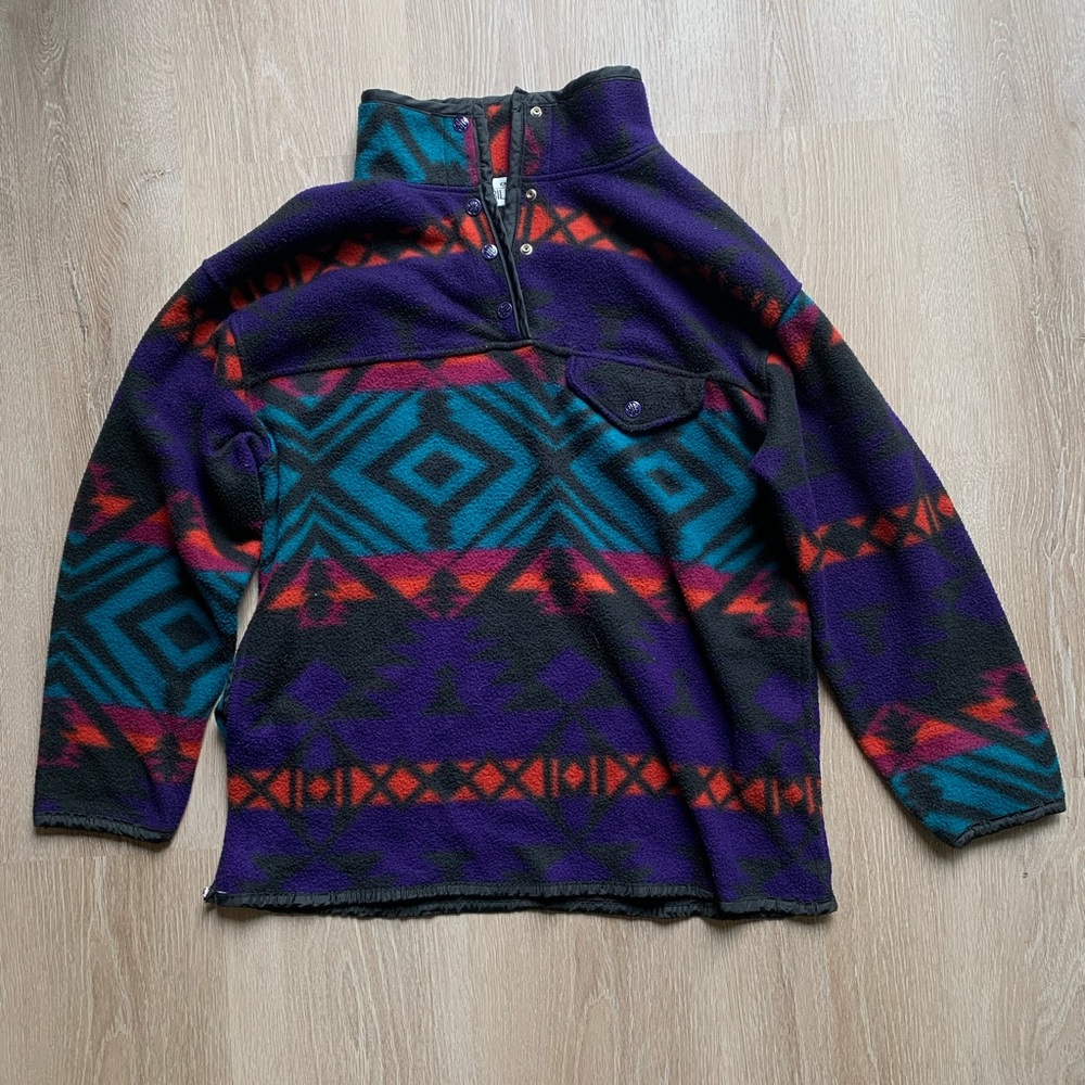 Vintage Multicolor Pattern Synchilla Bill Blass